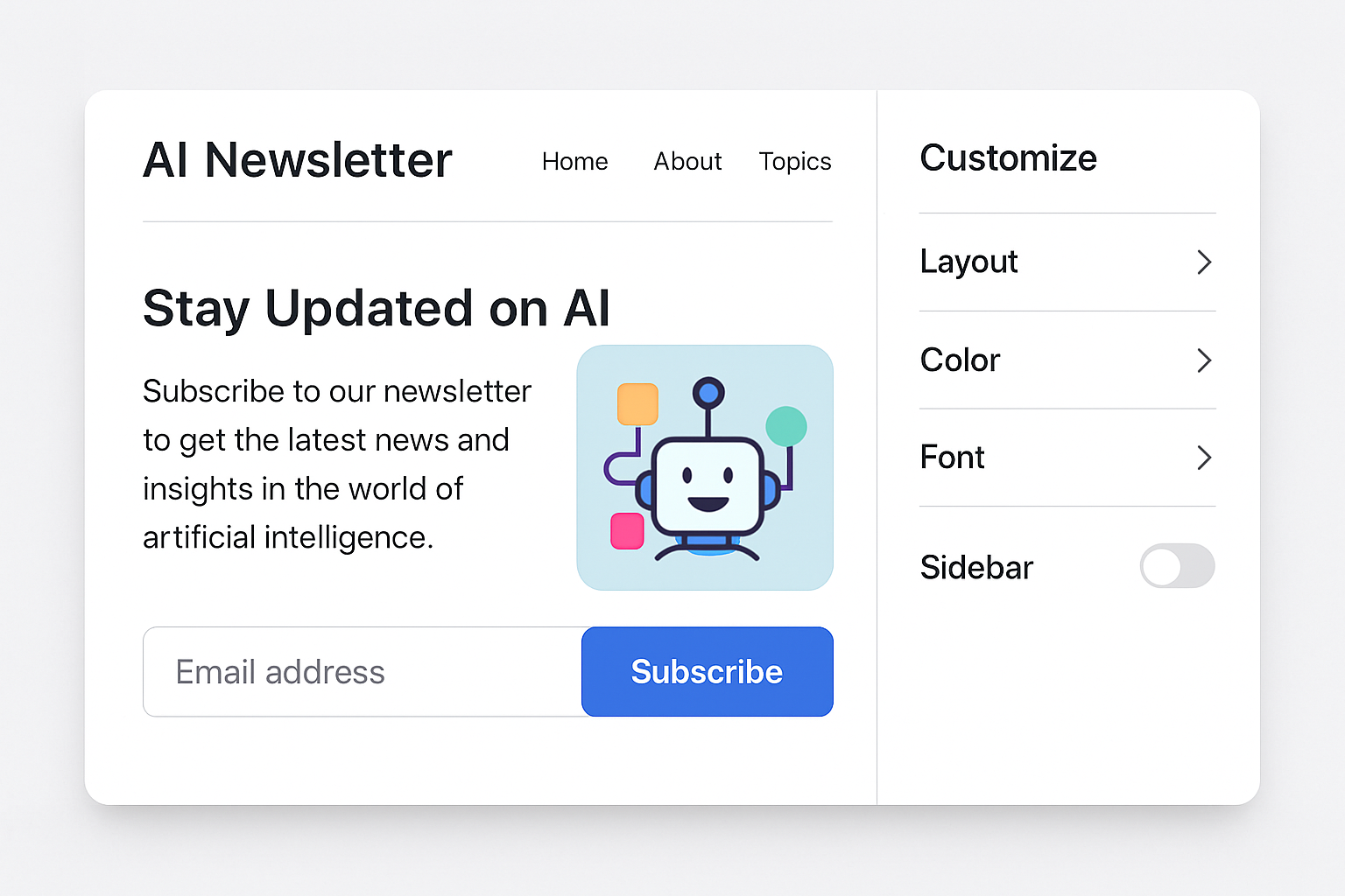 Customizable AI Newsletter Interface